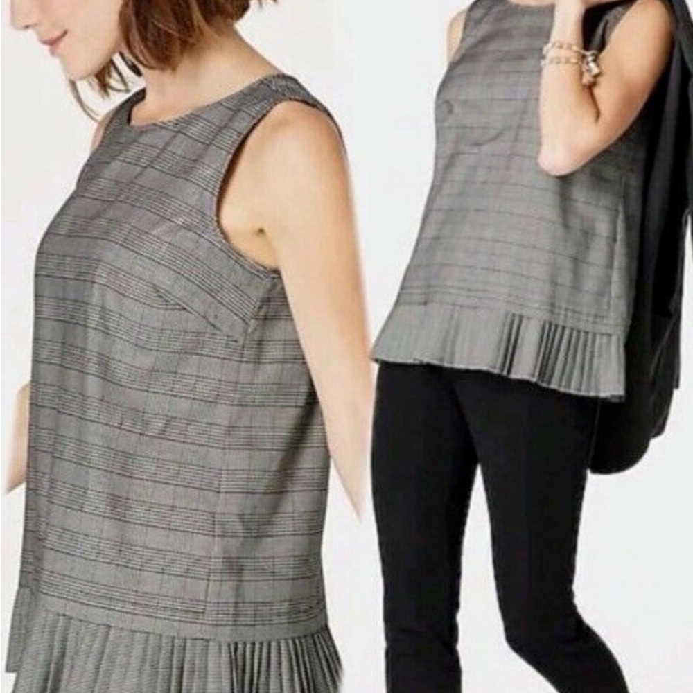 J. Jill Glen Plaid Accordion Pleated Sleeveless Top